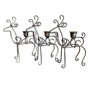 Royal Highlights Metal Reindeer Candleholders (Set of 3)